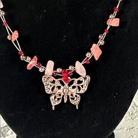 Butterfly Necklace18” Beaded Y2K Fashion Style - Picture 2 of 8